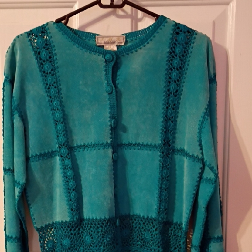 Vintage Crocheted Suede Leather Jacket